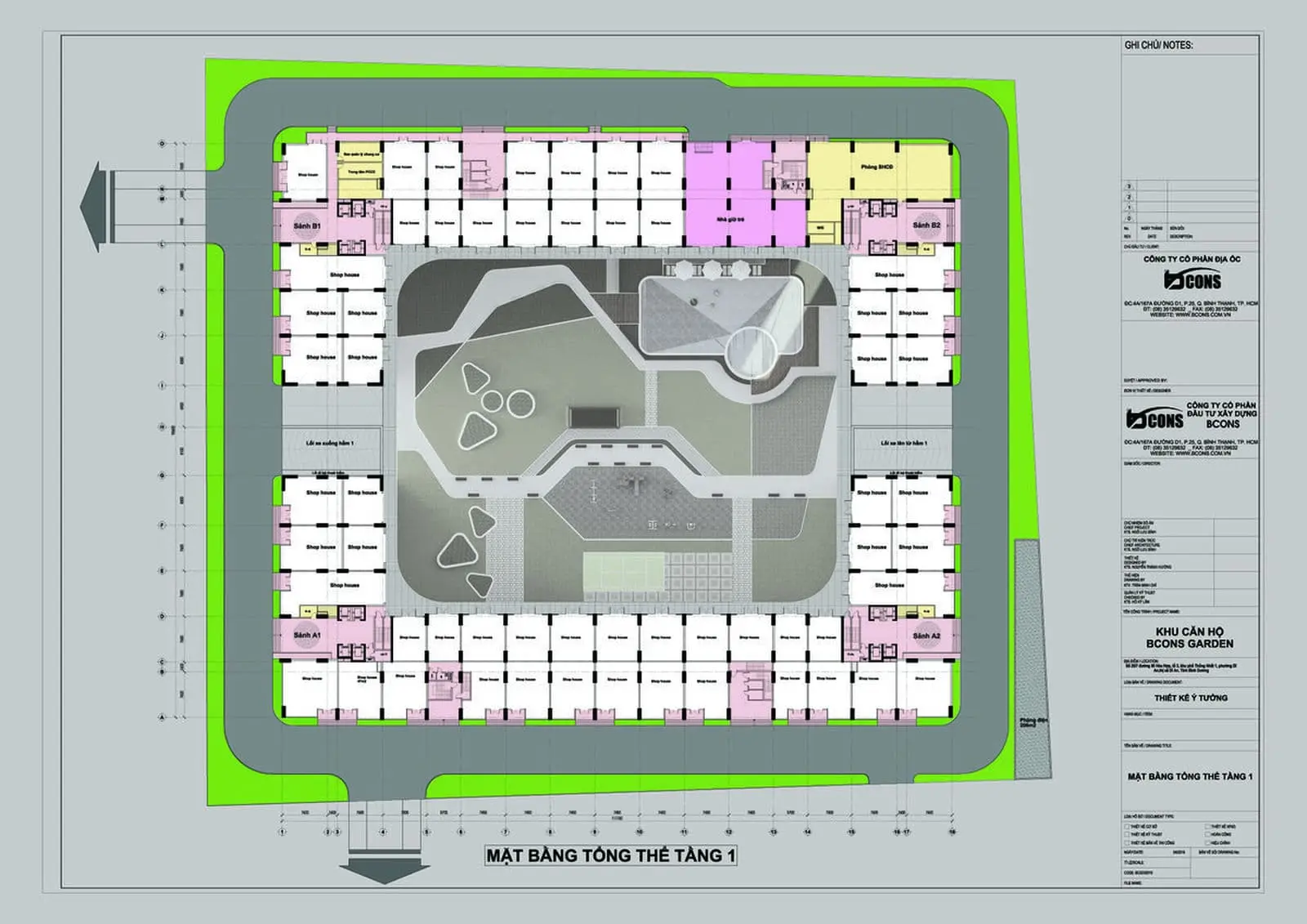 BCONS GARDEN BÌNH DƯƠNG 8 Mặt bằng thiết kế Tầng 1 Dự án Bcons Dĩ An
