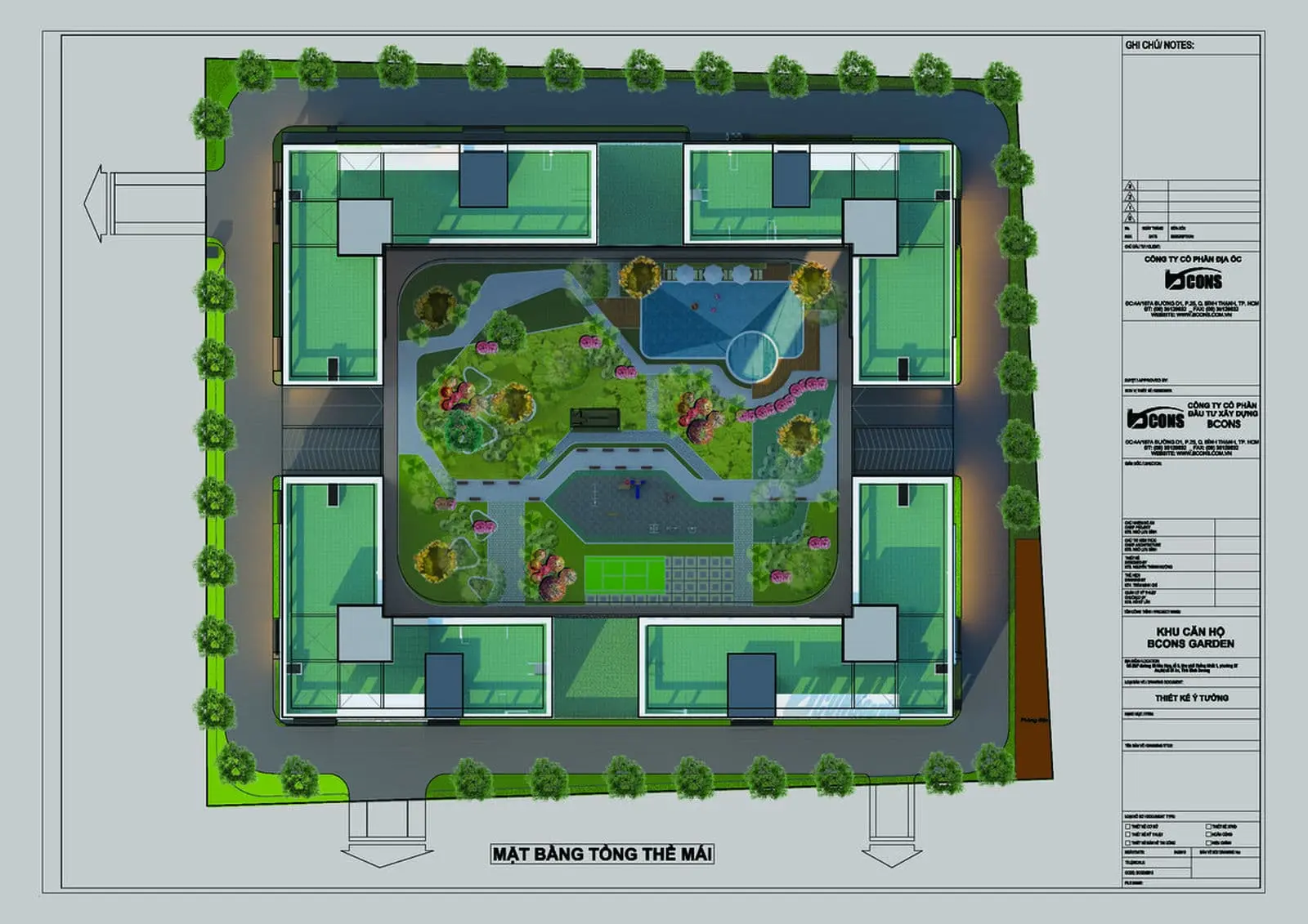 BCONS GARDEN BÌNH DƯƠNG 13 Thiết kế tầng mảng xanh tại sân thượng Bcons Garden