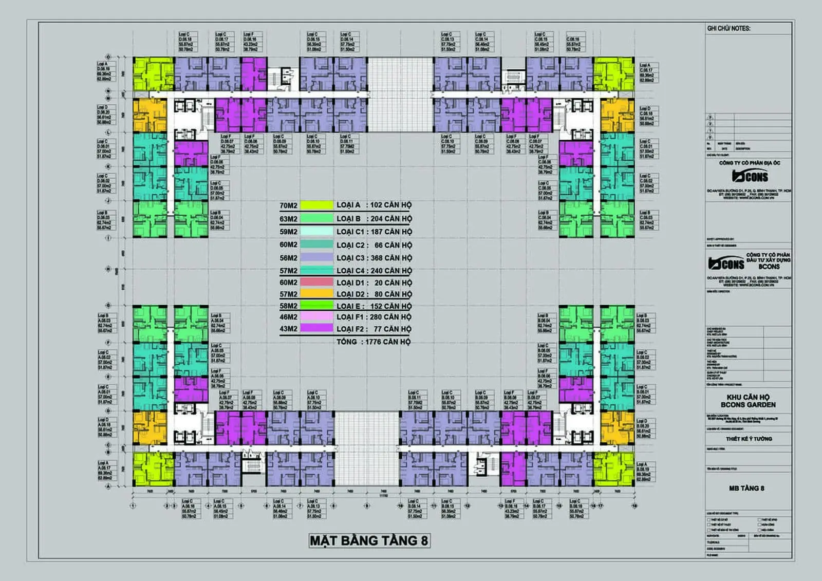 BCONS GARDEN BÌNH DƯƠNG 11 Mặt bằng tầng 8 Bcons Bình Dương