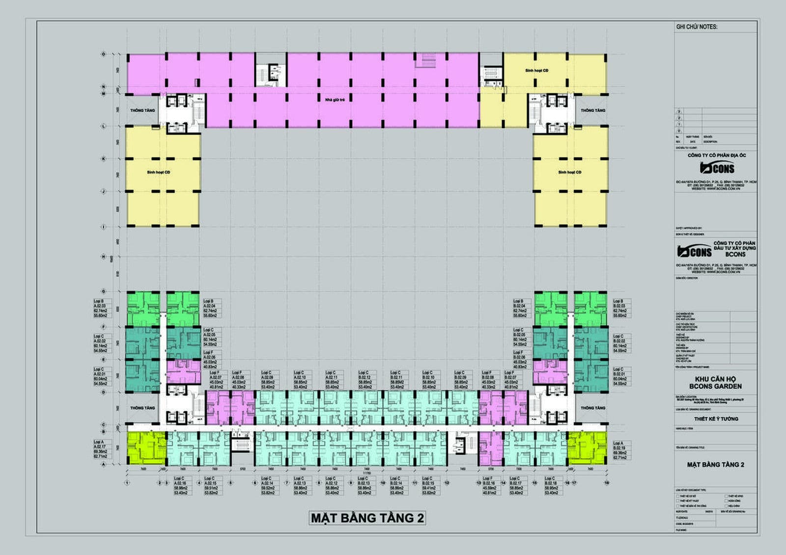 Mặt bằng thiết kế Tầng 2 Dự án Bcons Garden
