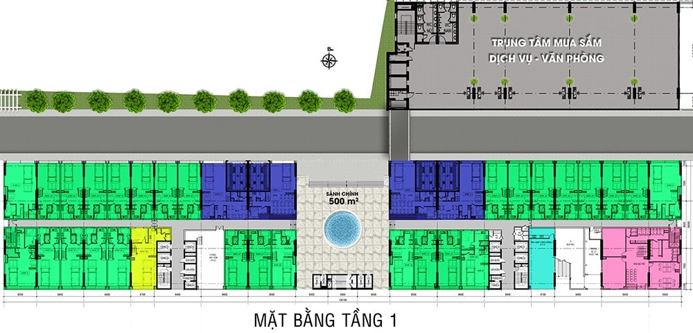 Mặt bằng Tầng 1 Roxana Plaza