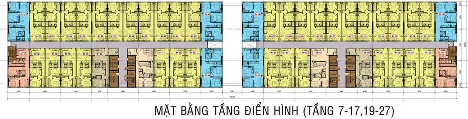 Mặt bằng Tầng 7 -17 ,19 -27