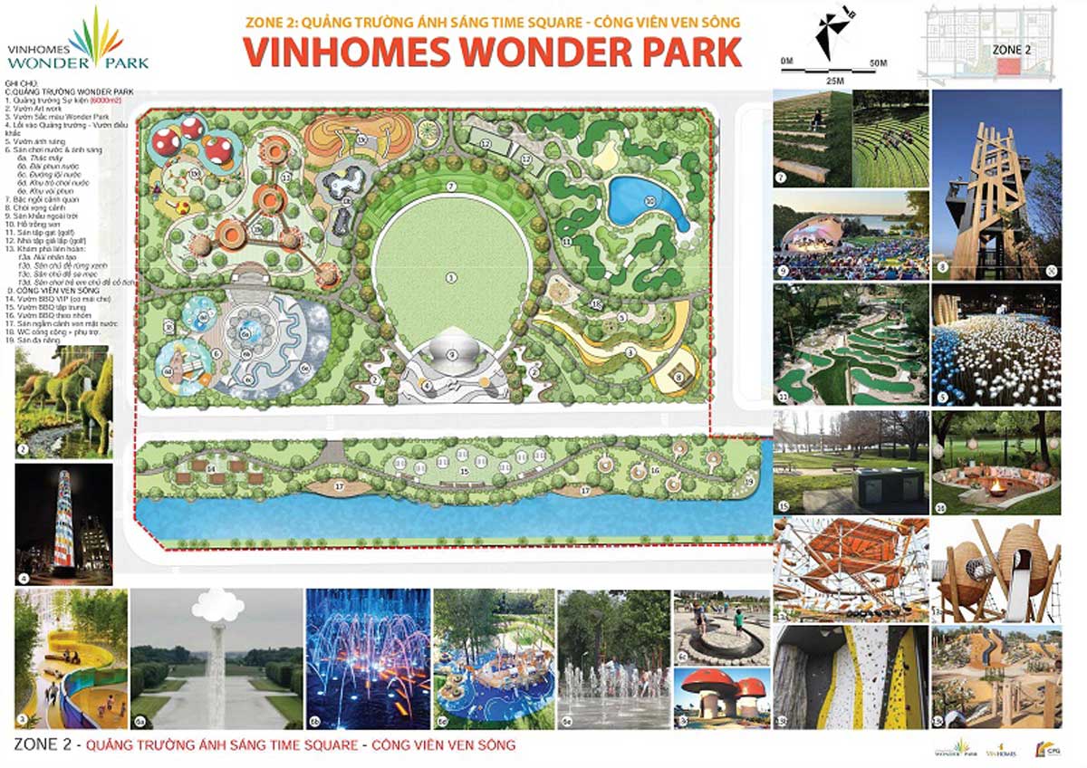 Tiện ích nội khu Zone 2 Công viên Ánh Sáng Time Square Vinhomes Wonder Park