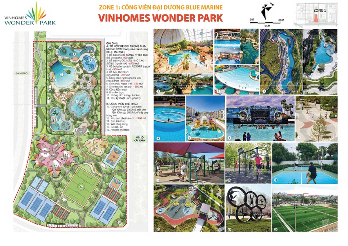 Tiện ích nội khu Zone 1 Công viên Đại Dương Blue Marine Vinhomes Wonder Park