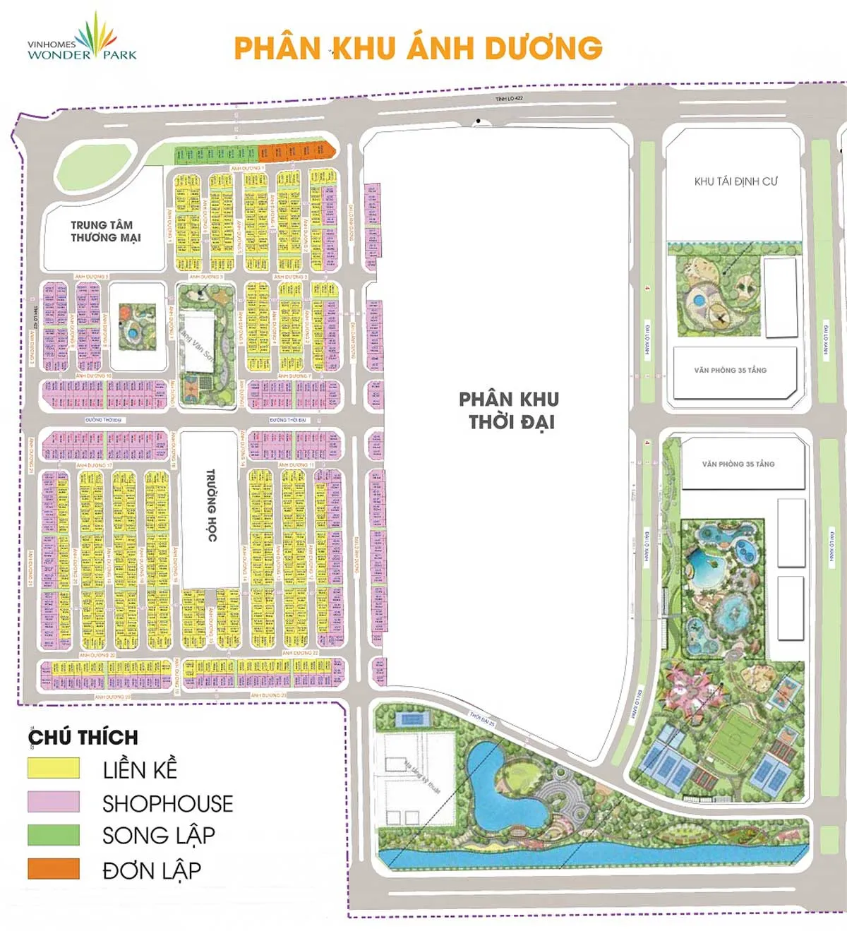 Vinhomes Wonder Park 12 Mặt bằng Phân khu Ánh Dương Dự án Khu đô thị Vinhomes Wonder Park