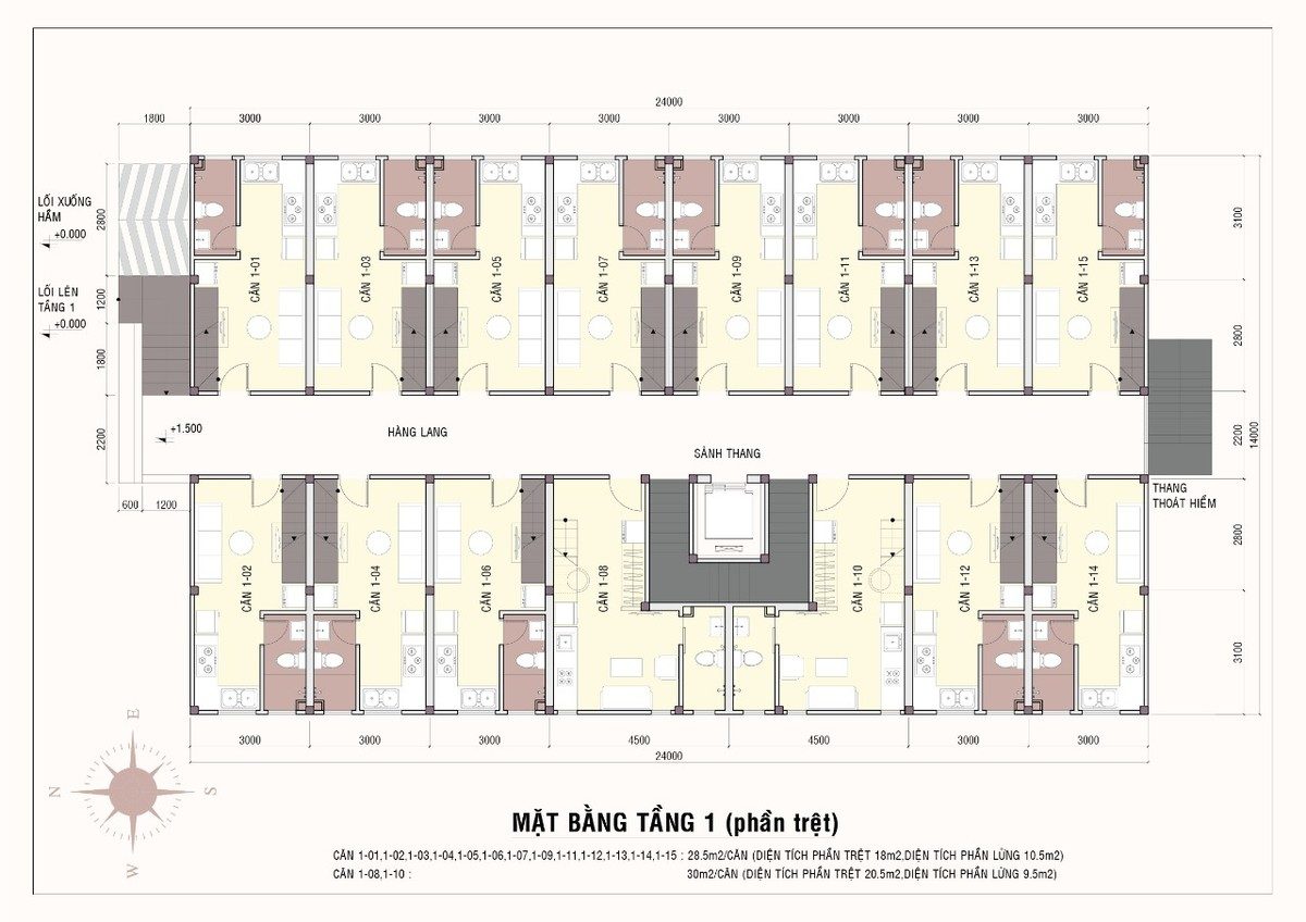 Sơ đồ phần Trệt dự án 9X House