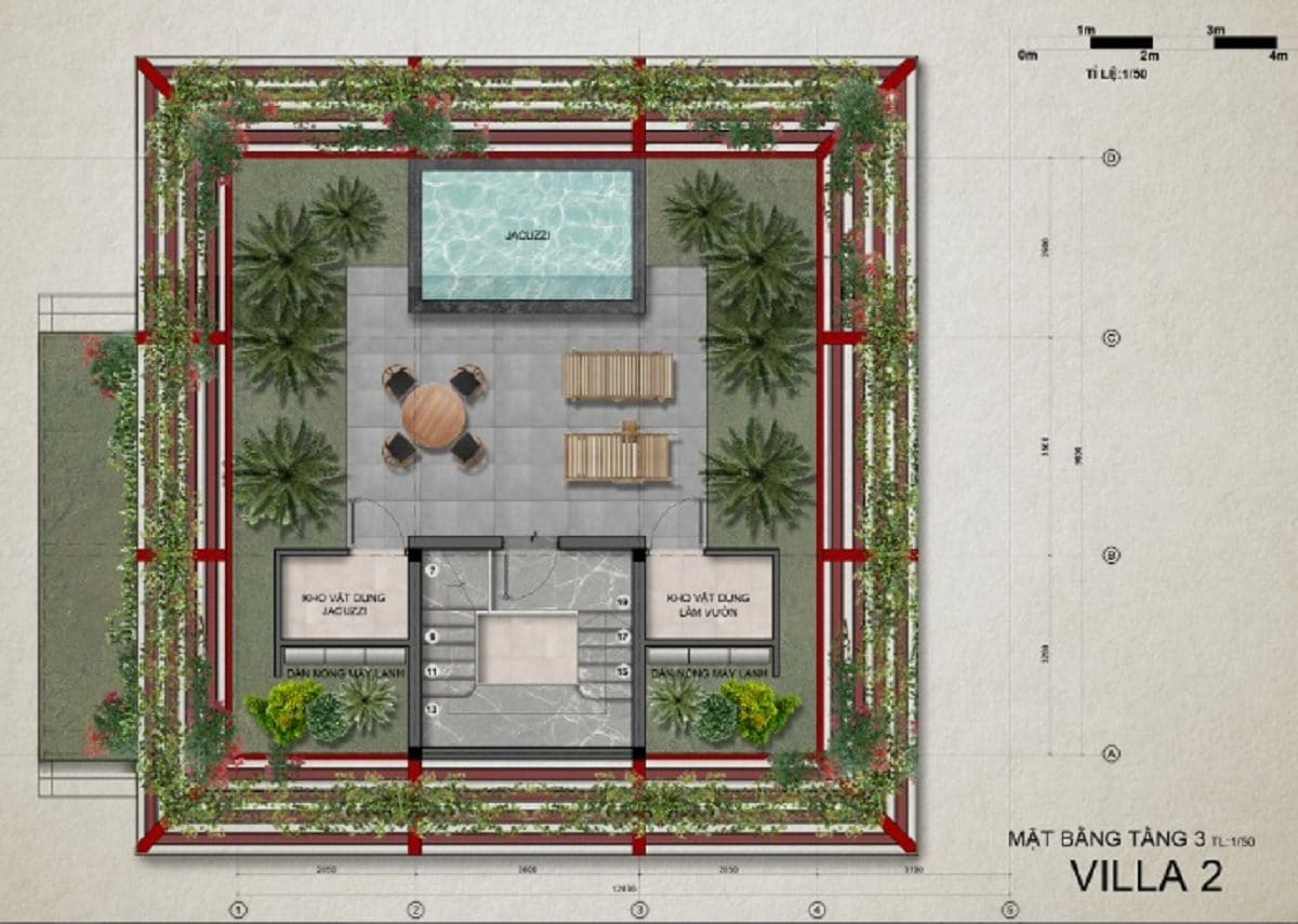 Mặt bằng tầng 3 villa 2