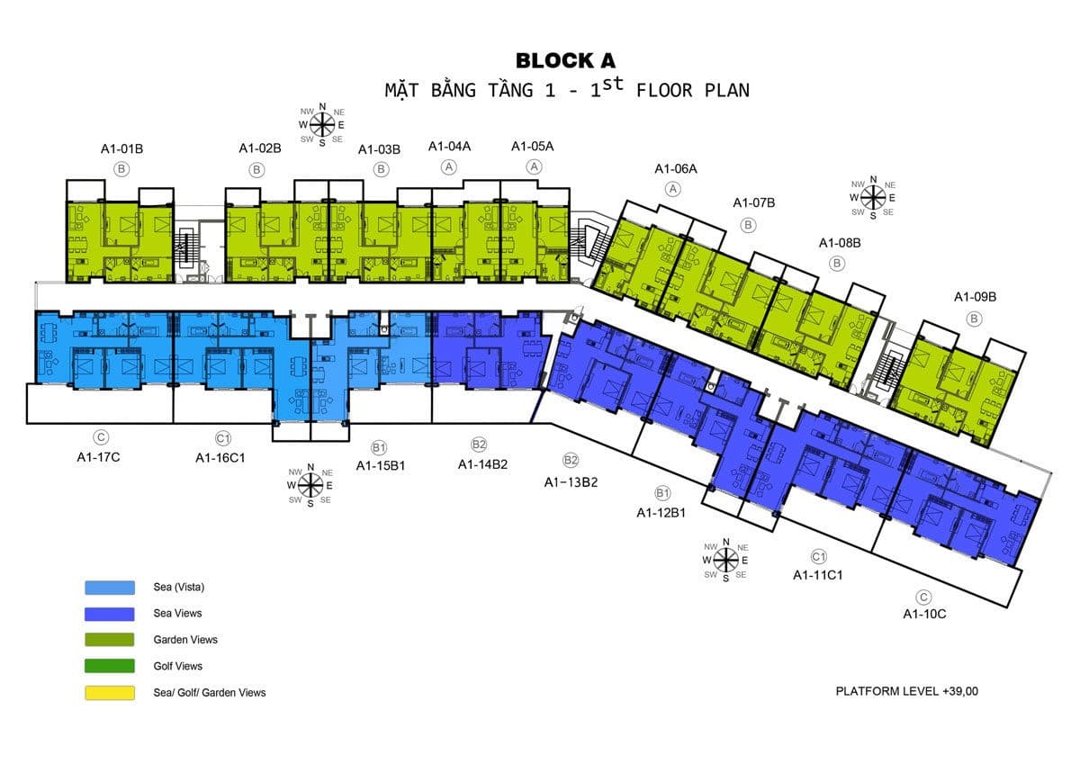 Mặt bằng tầng 1 Block A Căn hộ Ocean Vista Phan Thiết