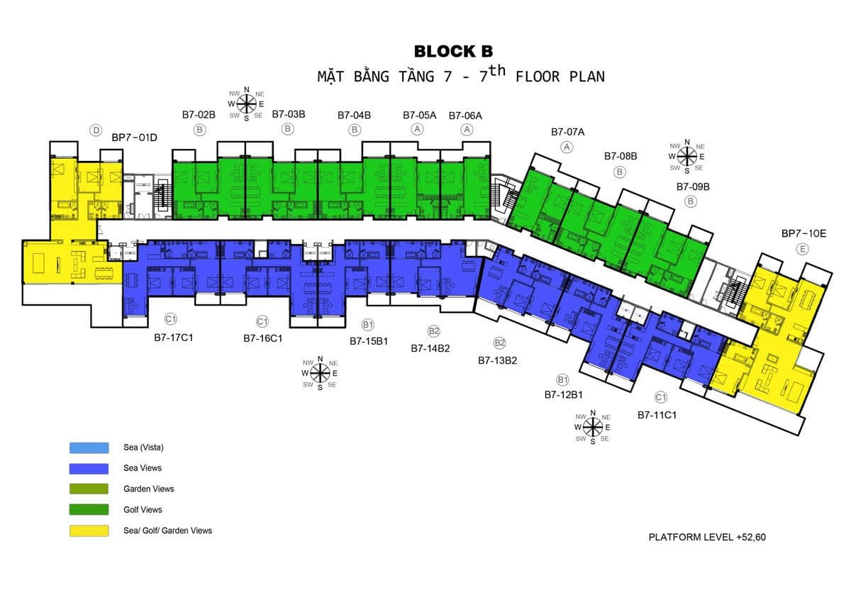 Mặt bằng tầng 7 Block B Căn hộ Ocean Vista Phan Thiết