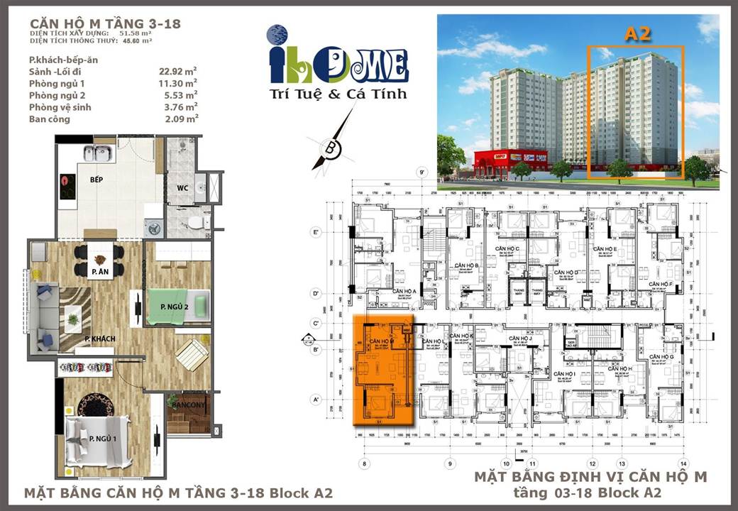 Căn hộ loại m block a2