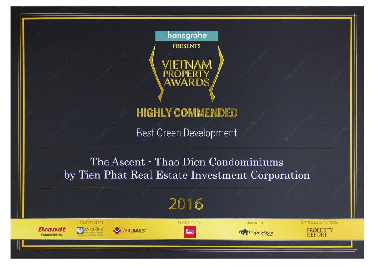 Vietnam Property Award 2016 danh cho Ascent Thảo Điền