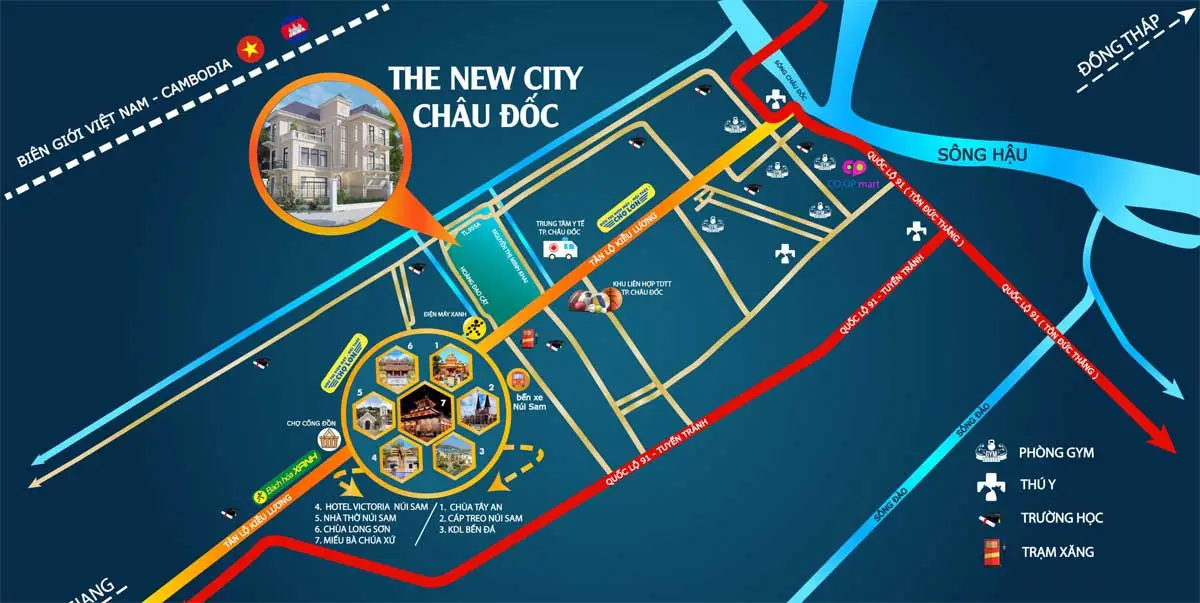 THE NEW CITY CHÂU ĐỐC 2 Vị trí Dự án Khu đô thị The New City Châu Đốc An Giang