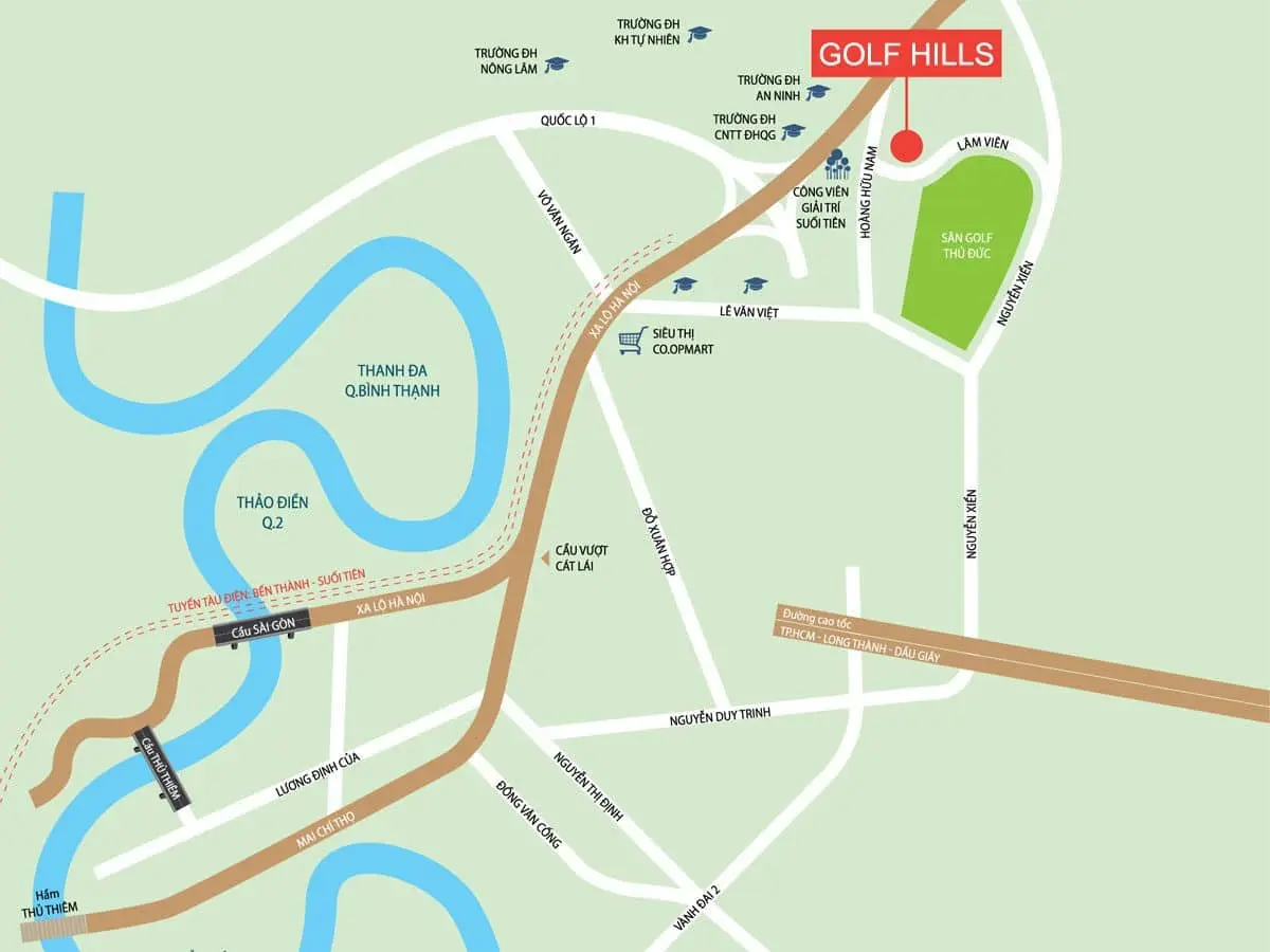 GOLF HILLS QUẬN 9 3 Vị trí Dự án Nhà phố – Biệt thự Golf Hills