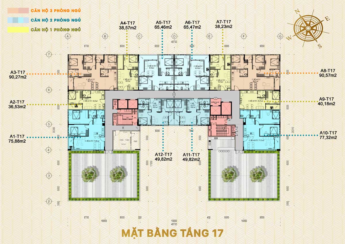 Mặt bằng tầng 17 Green Melody