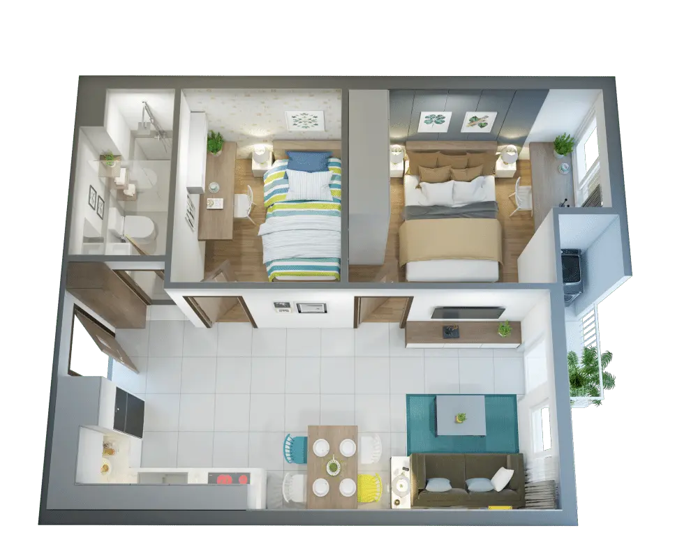 HÀ ĐÔ RIVERSIDE QUẬN 12 9 thiet ke can ho 48m2 hado riverside