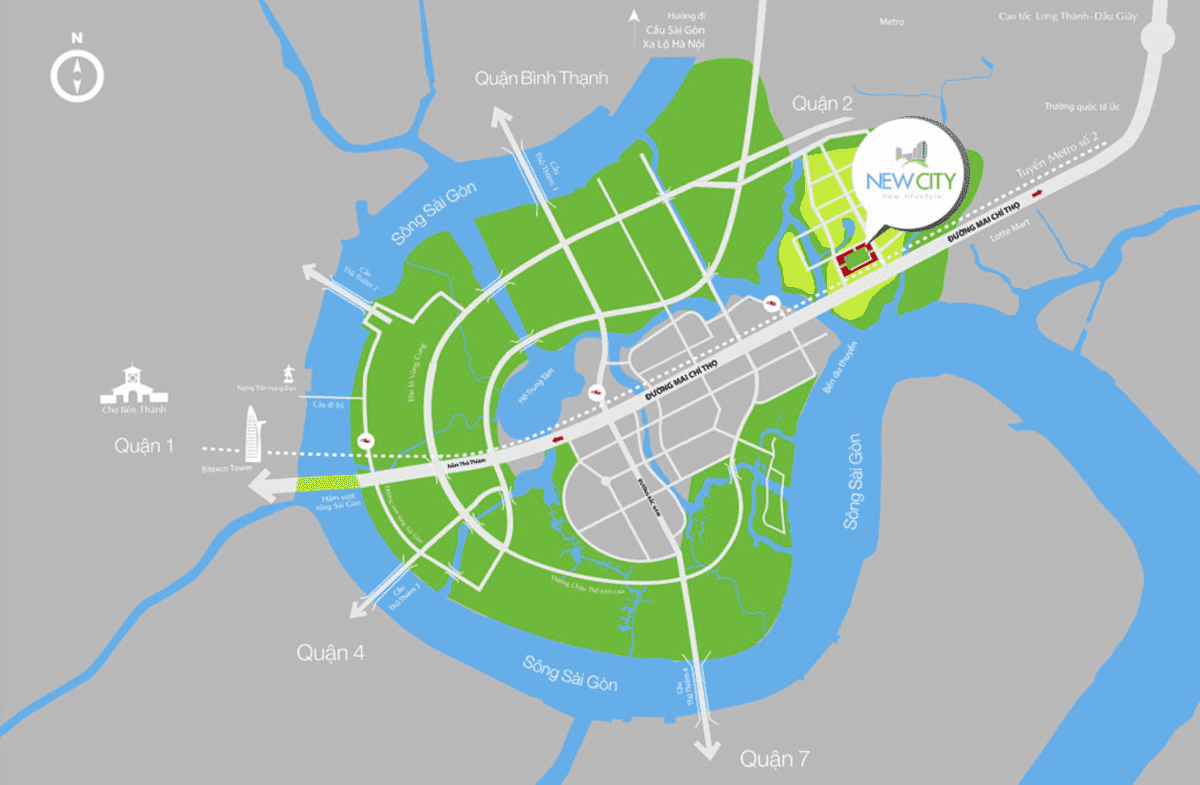 Sơ đồ Vị trí New City Thủ Thiêm Quận 2