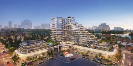 Phối cảnh kiến trúc giật cấp tháp A tại dự án Triton Crown Phú Mỹ Hưng